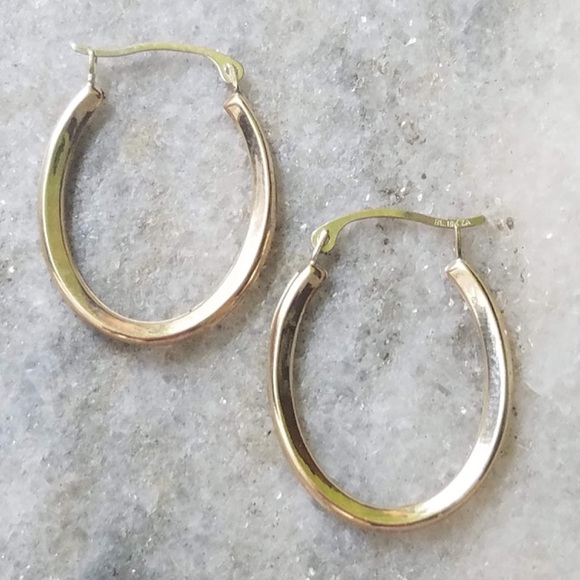 Jewelry - 10k Solid Yellow Gold Tiny Oval Hoop Earrings